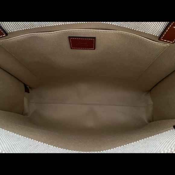 Woody medium leather-trimmed cotton-canvas tote - Picture 14 of 16